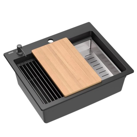 Zlewozmywak granitowy KURT 110 WORKSTATION Czarny