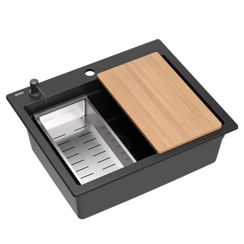 Zlewozmywak granitowy KURT 110 WORKSTATION Czarny