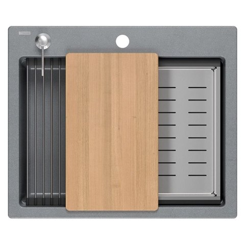 Zlewozmywak granitowy KURT 110 WORKSTATION SZARY Metalik