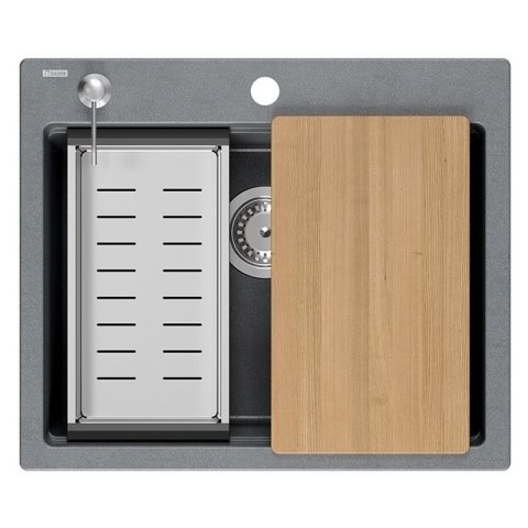 Zlewozmywak granitowy KURT 110 WORKSTATION SZARY Metalik