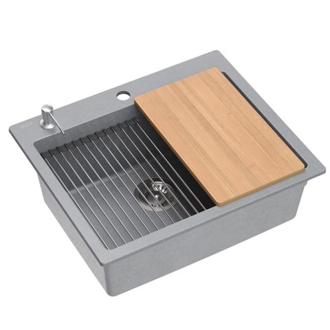 Zlewozmywak granitowy KURT 110 WORKSTATION SZARY Metalik