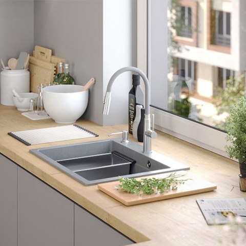 Zlewozmywak granitowy KURT 110 WORKSTATION SZARY Metalik