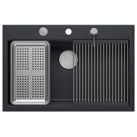 Zlewozmywak granitowy MARC 110 WORKSTATION Czarny Metalik