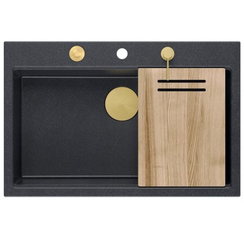 Zlewozmywak granitowy MARC 110 WORKSTATION Czarny Metalik