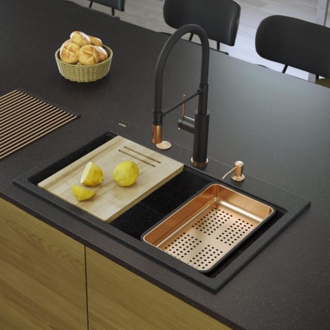 Zlewozmywak granitowy MARC 110 WORKSTATION Czarny Metalik