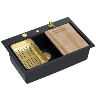 Zlewozmywak granitowy MARC 110 WORKSTATION Czarny
