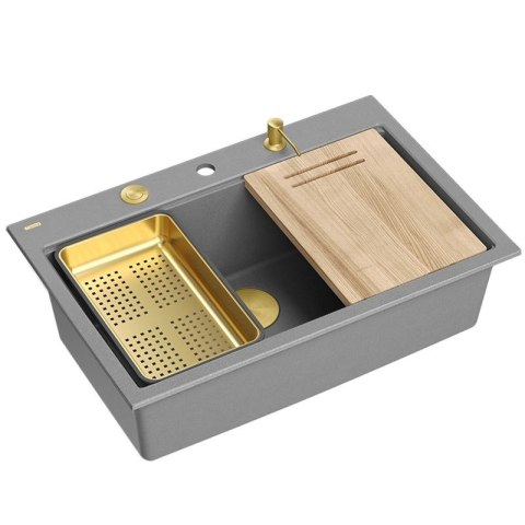 Zlewozmywak granitowy MARC 110 WORKSTATION Szary Metalik
