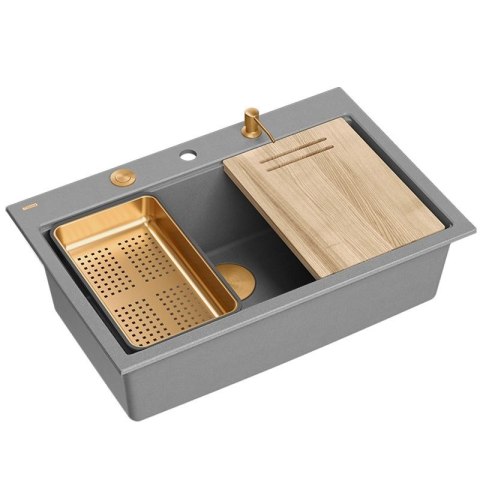 Zlewozmywak granitowy MARC 110 WORKSTATION Szary Metalik