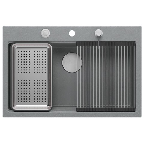 Zlewozmywak granitowy MARC 110 WORKSTATION Szary Metalik