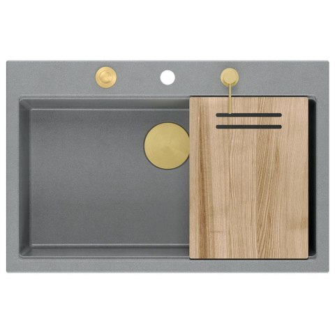 Zlewozmywak granitowy MARC 110 WORKSTATION Szary Metalik