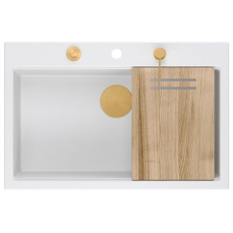 Zlewozmywak granitowy MARC 110 WORKSTATION biały