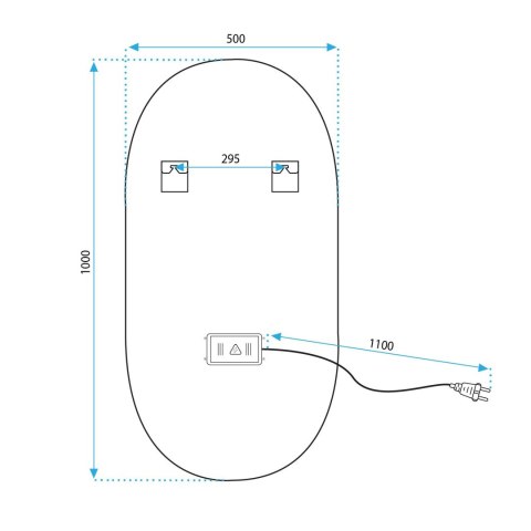LUSTRO ŚCIENNE LED OVL 50x100cm Złote