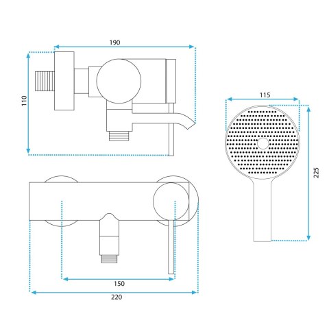 Bateria wannowa REA Clif Nikiel szczotkowany Inox