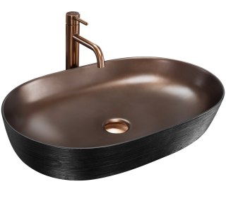 Umywalka nablatowa Rea Cleo 61 Copper Brush / Black