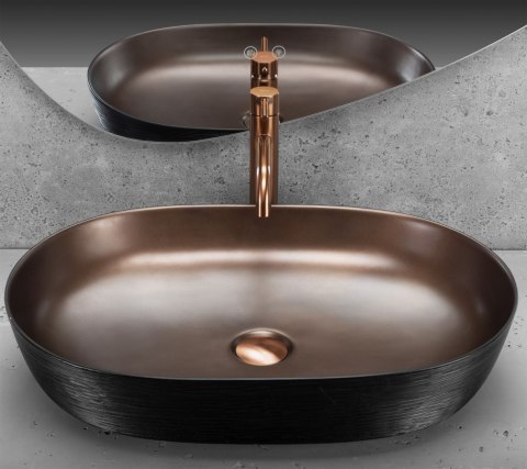 Umywalka nablatowa Rea Cleo 61 Copper Brush / Black