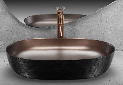Umywalka nablatowa Rea Cleo 61 Copper Brush / Black