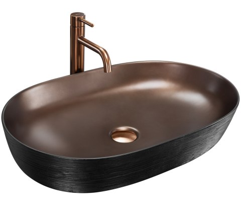 Umywalka nablatowa Rea Cleo 61 Copper Brush / Black