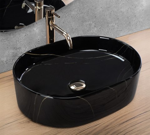 Umywalka nablatowa Rea Nadia 50 Black Stone